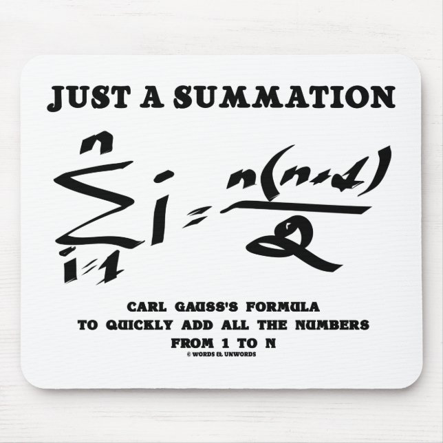 Just A Summation Math Equation Carl Gauss Formula Mouse Mat (Front)