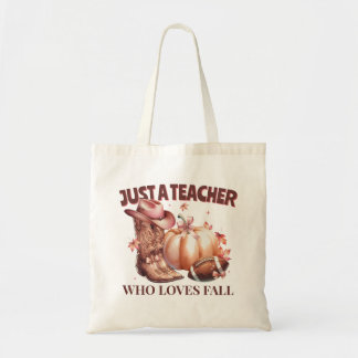 Just a Teacher Who Loves Fall Coquette Western Tote Bag