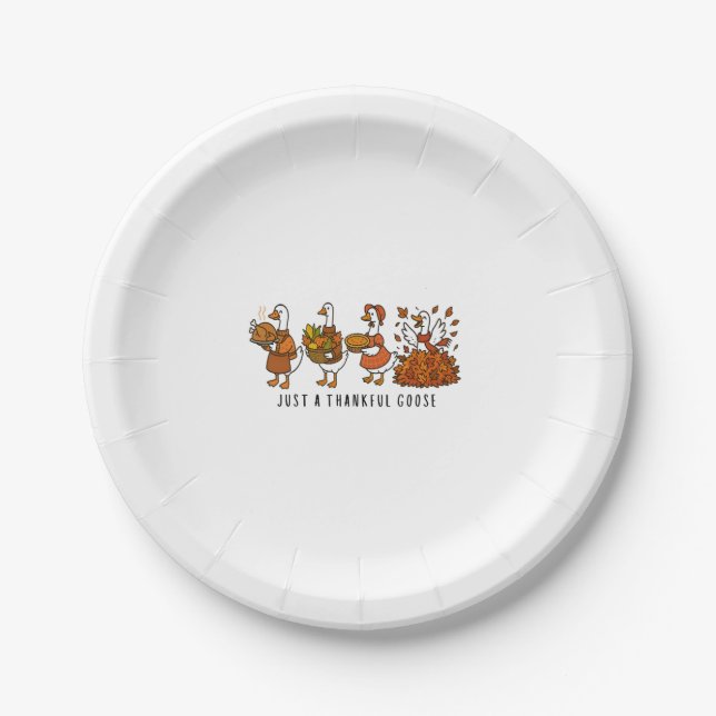 Just a Thankful Goose Happy Thankgiving Paper Plate (Front)