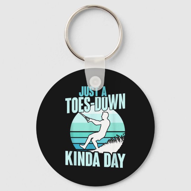 Just a toes-down kinda day retro barefoot skiing  key ring (Front)