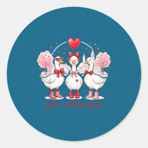Just A Valentines Goose Coquette Silly Goose Funny Classic Round Sticker