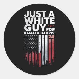Just A White Guy For Kamala Harris Election 2024 Classic Round Sticker