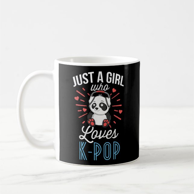 Just A Who Loves K-Pop Panda Kpop Merchandise Coffee Mug (Left)