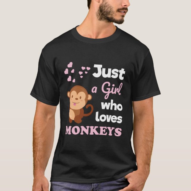 Just A Who Loves Monkeys Monkey T-Shirt (Front)