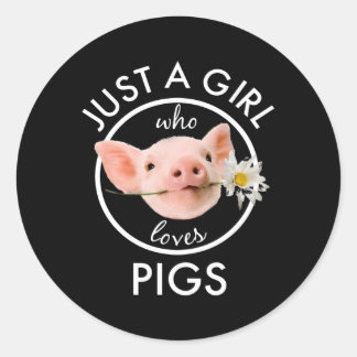 Just A Who Loves Pigs Classic Round Sticker
