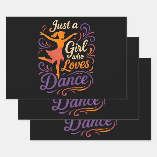 Just A Who Loves To Dance Dancing Wrapping Paper Sheet (Set)