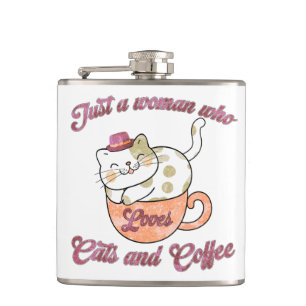 Just a Woman Who Loves Cats and Coffee Hip Flask