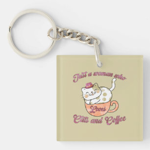 Just a Woman Who Loves Cats and Coffee Key Ring