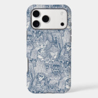 just african jungle animals cobalt blue half pearl
