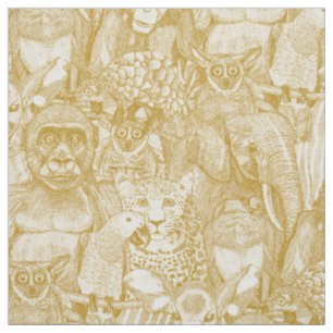 just african jungle animals gold half pearl fabric