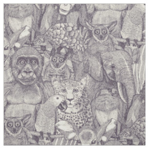 just african jungle animals mulberry pearl fabric