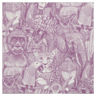just african jungle animals purple half pearl fabric