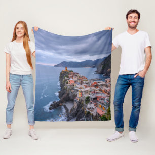 Just After Sunset   Vernazza, Cinque Terre, Italy Fleece Blanket