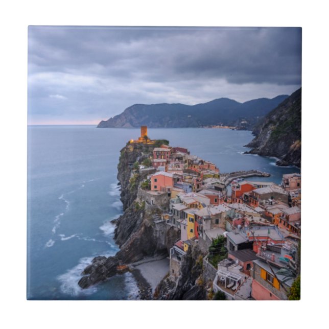 Just After Sunset | Vernazza, Cinque Terre, Italy Tile (Front)