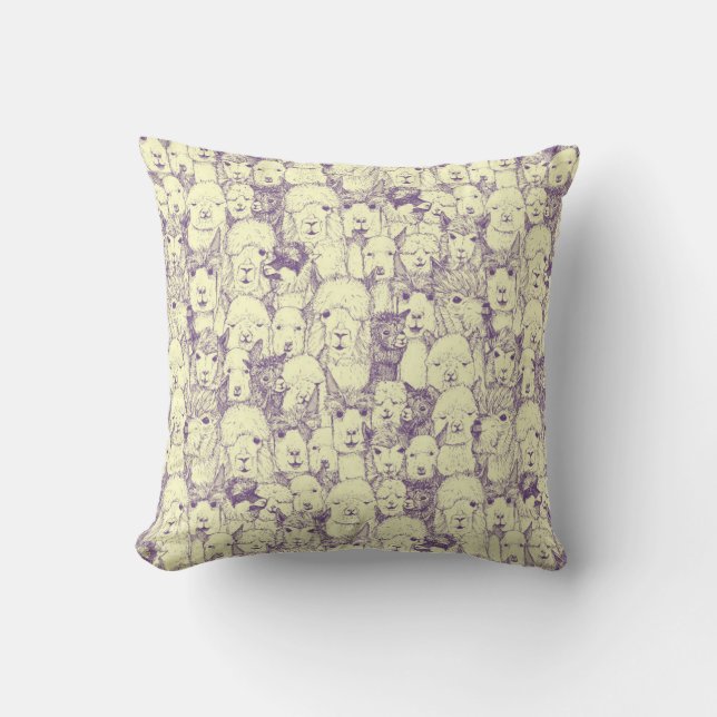 just alpacas purple cream cushion (Front)