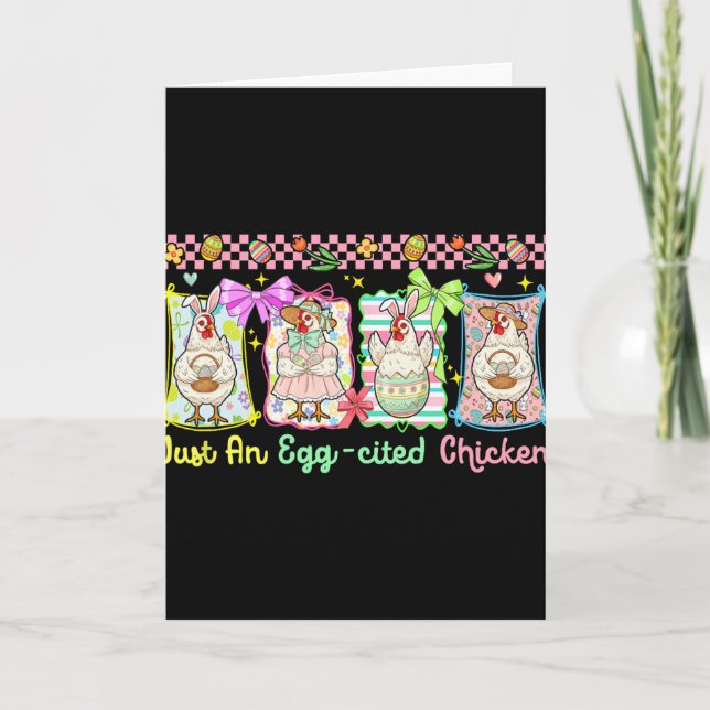 Just An Egg-cited Chicken Easter Group Bunny Chick Card (Front)