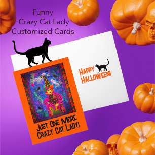 Just Another Crazy Cat Lady Witch Halloween Holiday Card