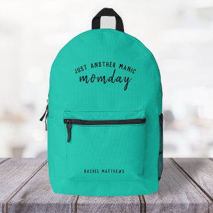 Just Another Manic Momday | Super Mum Trendy Green Printed Backpack