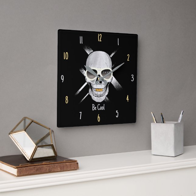 Just Be Cool Skull Wall Clock (Office)