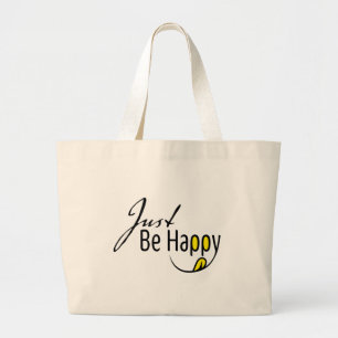 Just Be Happy Large Tote Bag