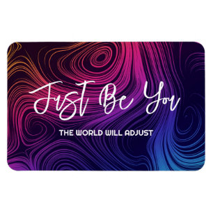 Just be You Groovy Colourful Rainbow Swirls Magnet