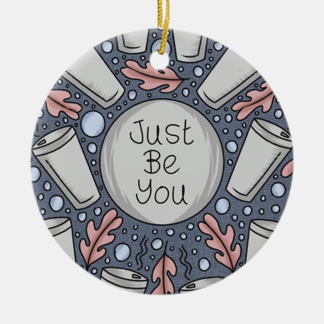 Just be you- hand drawn illustration  ceramic tree decoration (Front)