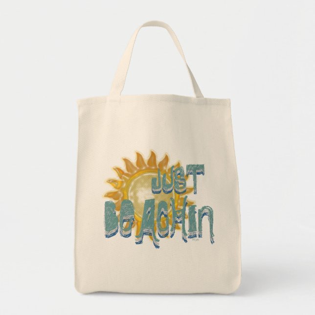 Just BEACHIN Teal! (3D sun) Tote Bag (Front)
