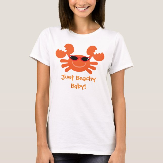 Just Beachy Baby! Orange Crab With Sunglasses T-Shirt (Front)