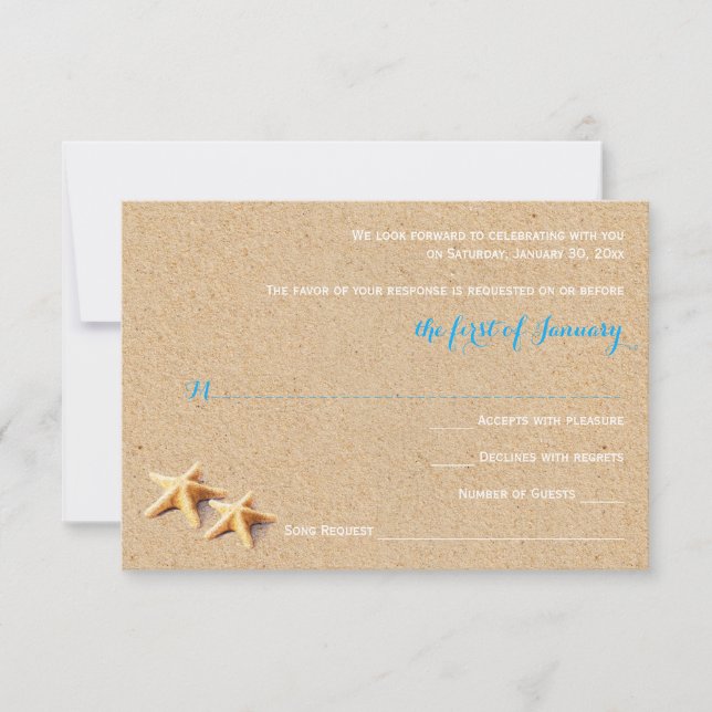 Just Beachy Wedding RSVP Template (Front)