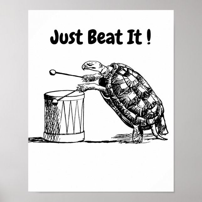 Just Beat It Turtle Plays Drum Poster (Front)