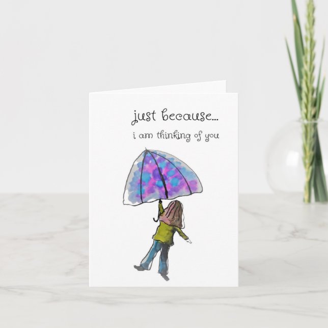 Just Because Card, Folk Art Watercolor Print Card (Front)