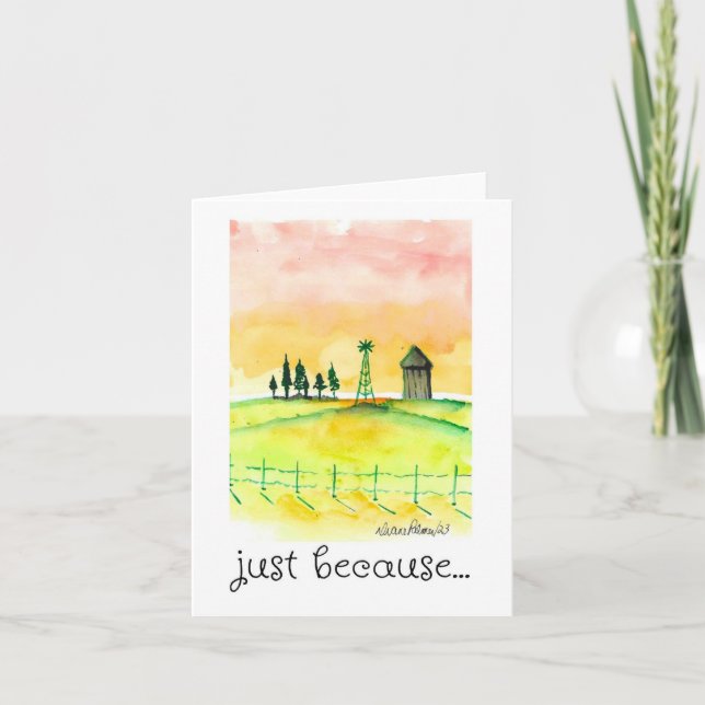 Just Because, Thinking of You, Landscape Art Card (Front)
