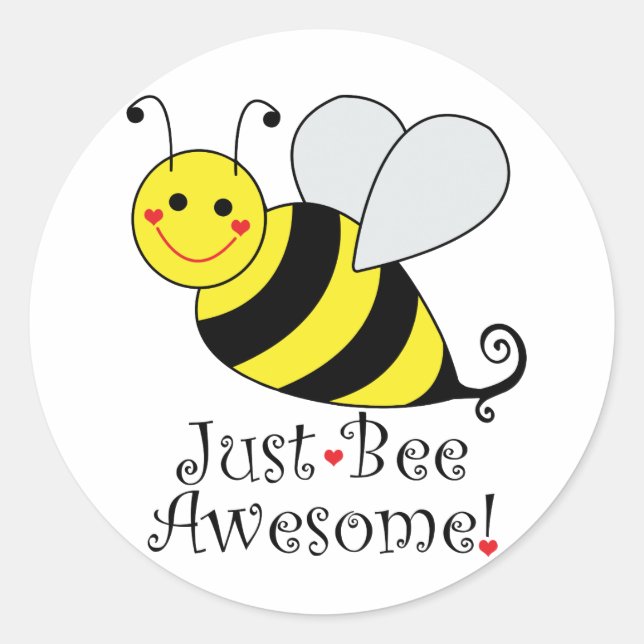 Just Bee Awesome Bumble Bee Classic Round Sticker (Front)