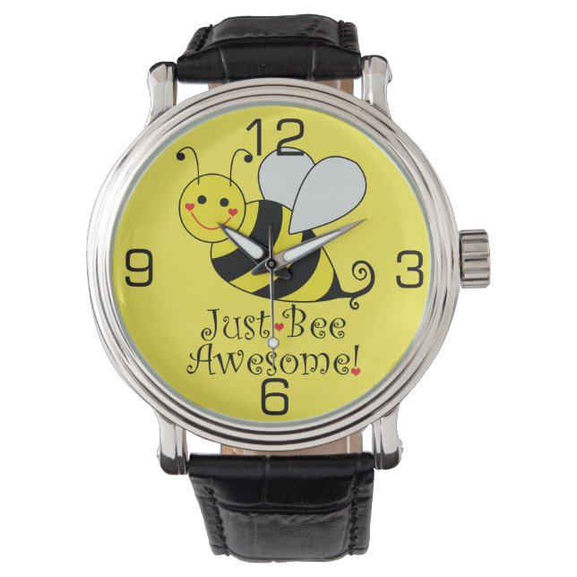 Just Bee Awesome Cute Yellow Bumble Bee Watch (Front)