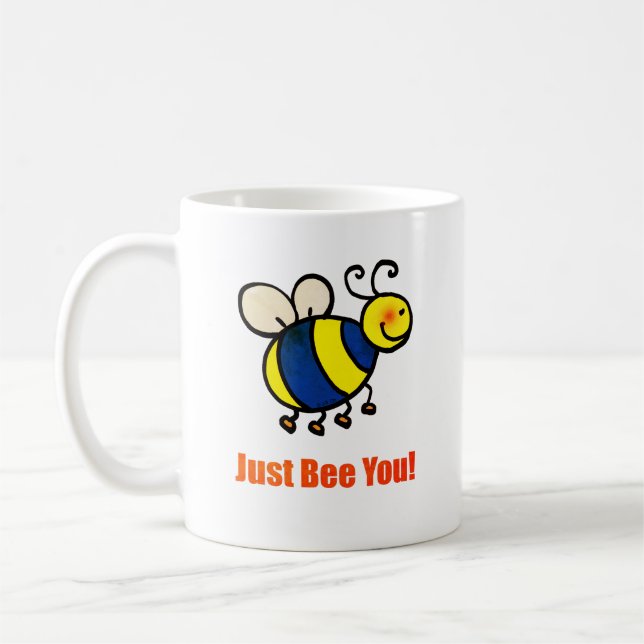Just Bee You Happy Cartoon Bee Coffee Mug (Left)