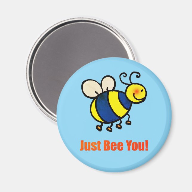 Just Bee You Happy Cartoon Bee Magnet (Front/Back)