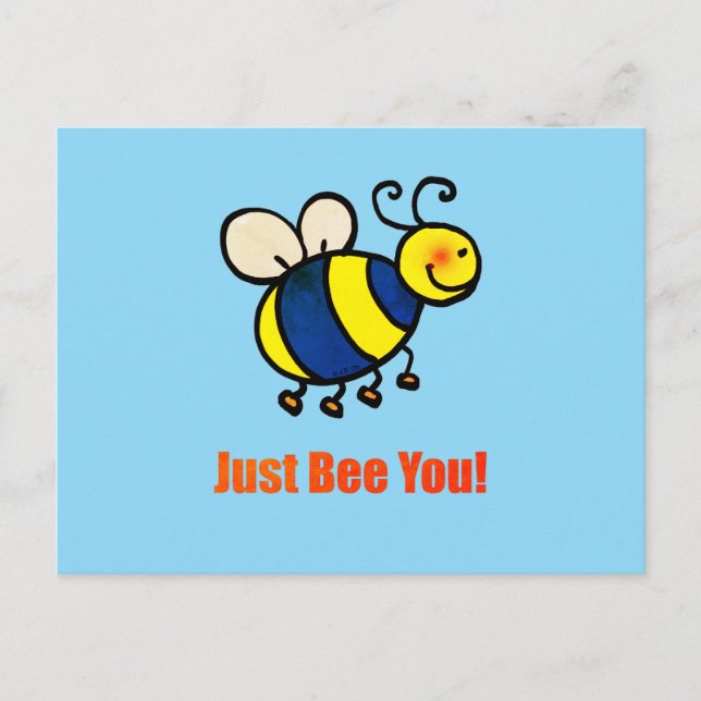 Just Bee You Happy Cartoon Bee Postcard (Front)