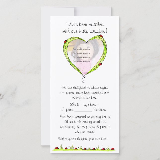 Just been matched adoption announcement (Front)