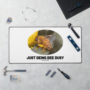 Just Being Bee Busy (Bee On Yellow Flower) Desk Mat
