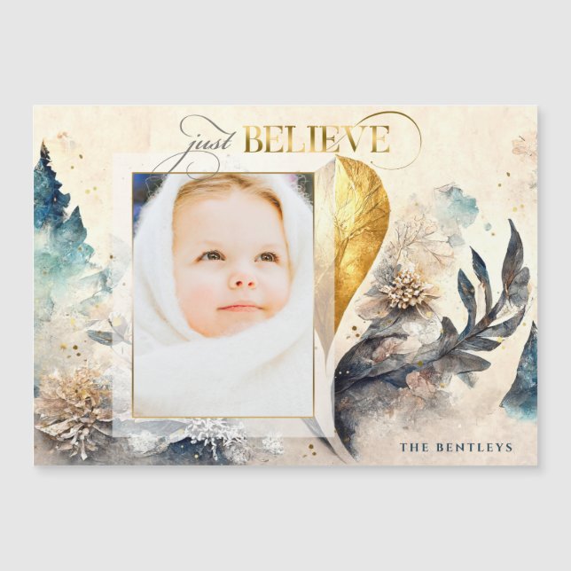 Just Believe Artistic Watercolor Floral Photo (Front)