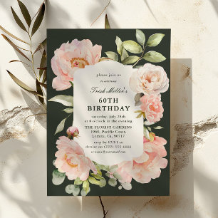 Just Blush Floral 60th Birthday  Invitation