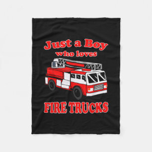 Just Boy Who Loves Firetruck & Toddler Firefighter Fleece Blanket
