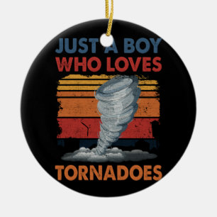 Just Boy Who Loves Tornado Art Weather Storm Torna Ceramic Tree Decoration