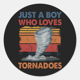 Just Boy Who Loves Tornado Art Weather Storm Torna Classic Round Sticker