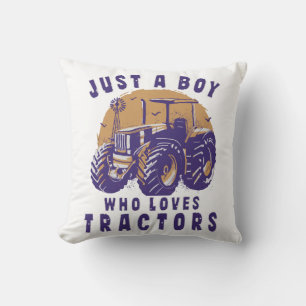 Just Boy Who Loves Tractors Farm Trucks Cushion