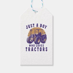 Just Boy Who Loves Tractors Farm Trucks Gift Tags