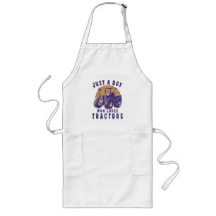 Just Boy Who Loves Tractors Farm Trucks Long Apron