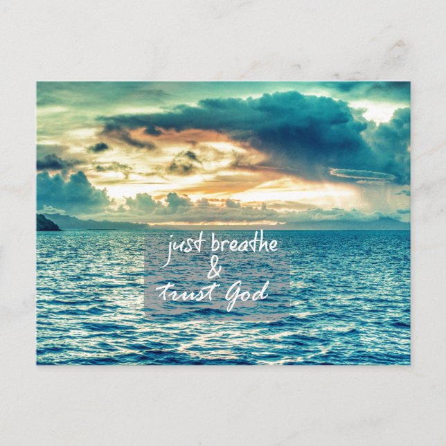 Just Breathe and Trust God Faith Quote Postcard (Front)