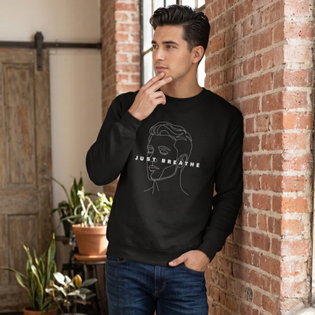 Just Breathe Black Sweatshirt | Minimalist Line (Creator Uploaded)