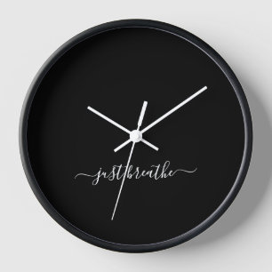 Just breathe black yoga clock